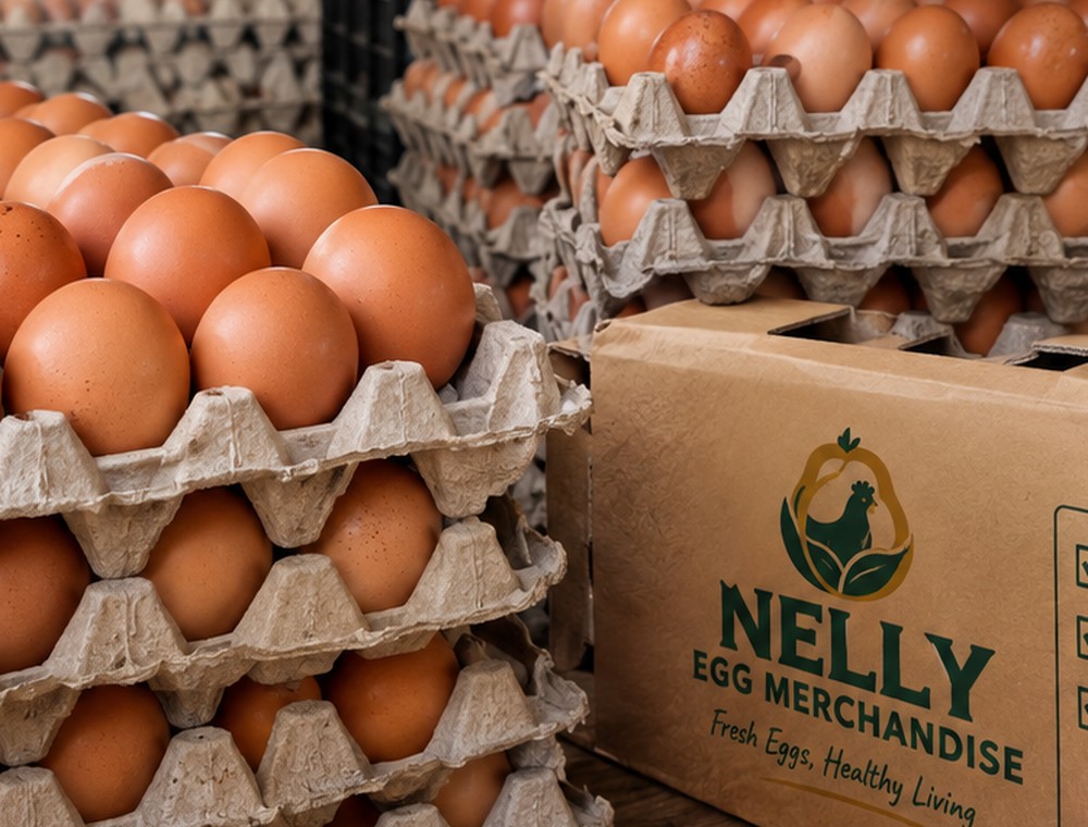 Medium fresh eggs in crate