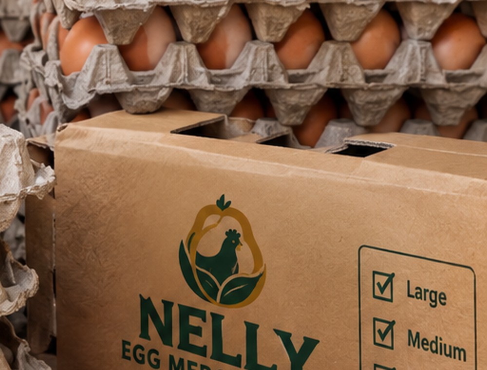 Small fresh eggs in crate